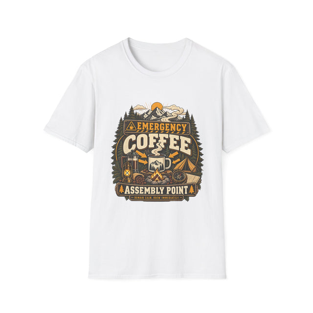 EMERGENCY COFFEE ASSEMBLY POINT T-SHIRTS