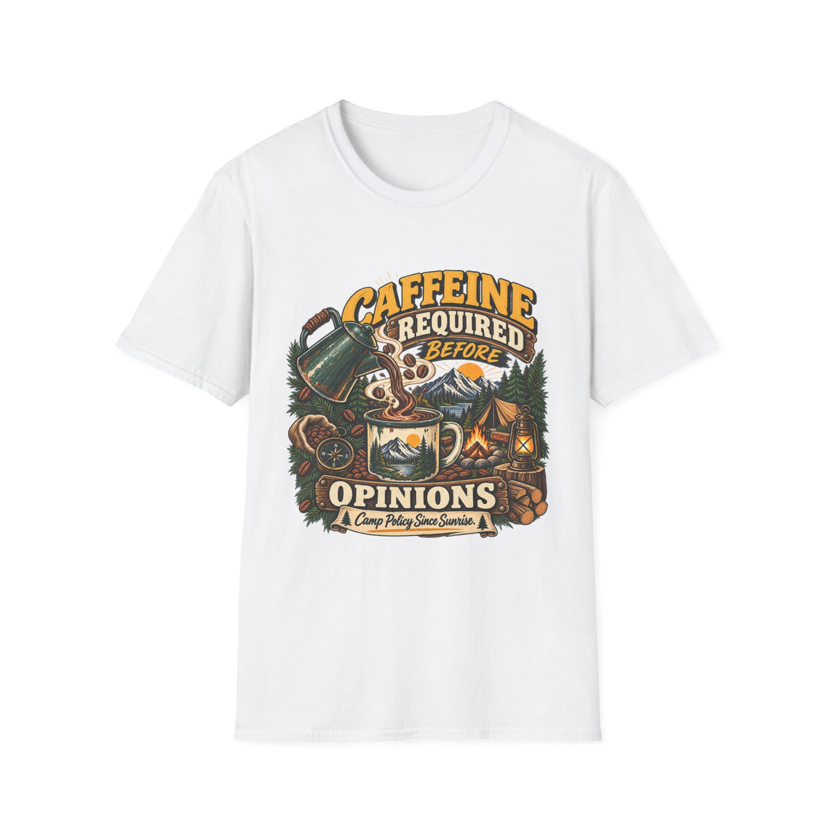 CAFFEINE REQUIRED BEFORE OPINIONS T-SHIRTS