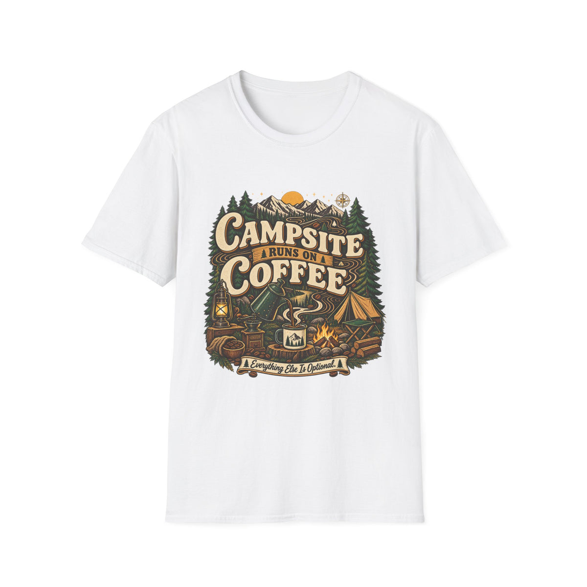 CAMPSITE RUNS ON COFFEE T-SHIRTS