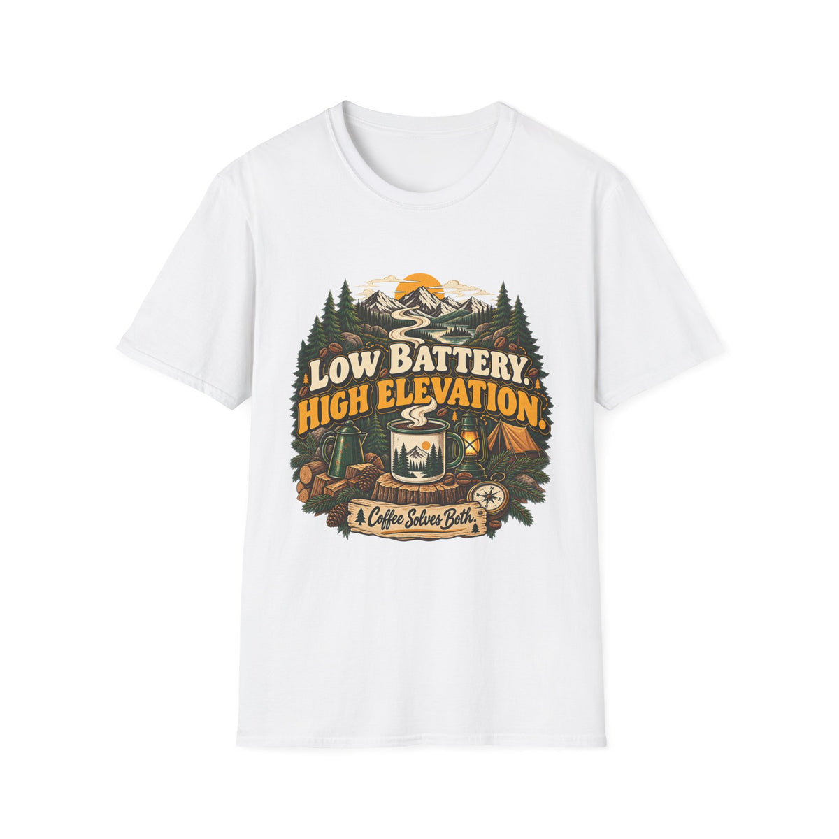 LOW BATTERY HIGH ELEVATION T-SHIRTS